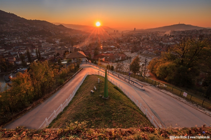 Aussicht von der Gelben Bastion zum Sonnenuntergang