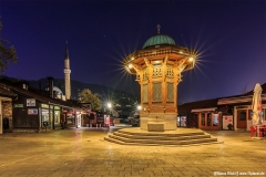 Sebilj am Abend in Sarajevo zur blauen Stunde